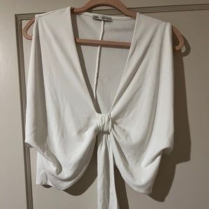 Cuss white Zara tie batwing top